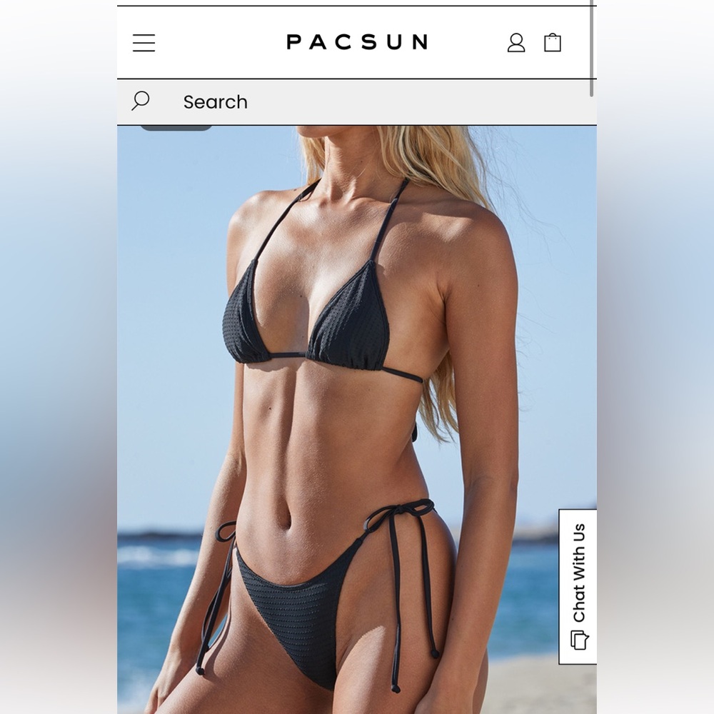 PacSun Black Classic String Bikini Set Top size L Bottom size XL